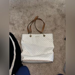 BARELY USED - Cream Michael Kors Purse Tote